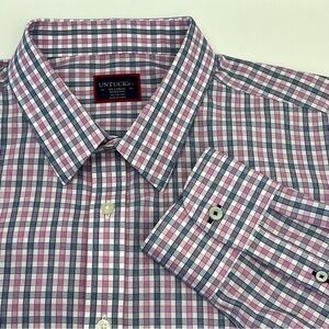 UNTUCKit Shirt Mens SZ XXL Pink Blue‎ Plaid Slim Fit Dolcetto Long Sleeve Preppy